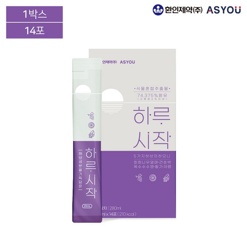 하루시작 20ml x 14포 옥수수수염 호박 포도농축액 비타민C, 1개, 280ml