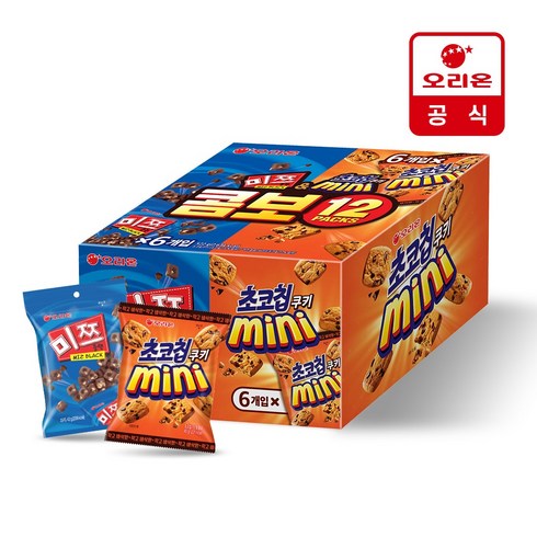 오리온 초코칩 45g x 6p + 미쯔 미니 42g x 6p, 미쯔6P+초코칩쿠키미니6P, 1세트