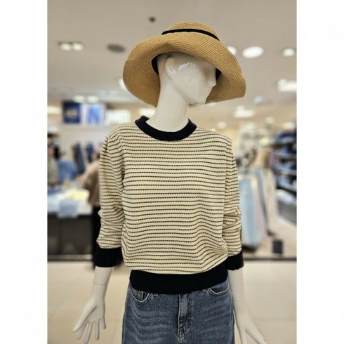 올리브데올리브 줄무늬 라인 배색 라운드 니트YK4SP619(581808 )