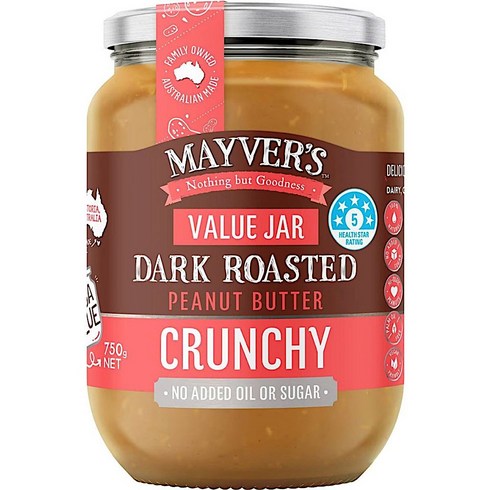 메이버스 다크 로스티드 크런치 피넛 버터 땅콩잼 Mayvers Peanut Butter Crunchy 750g, 1개