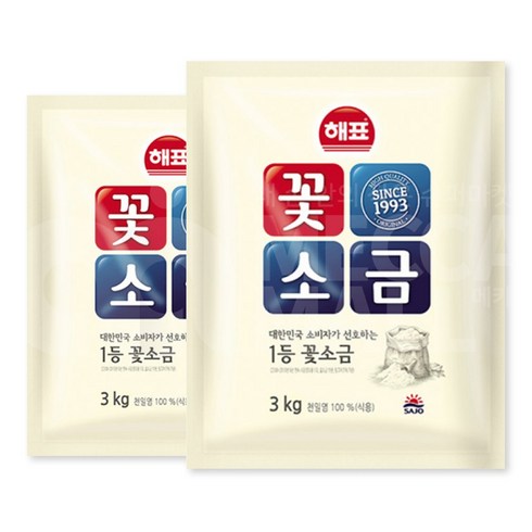 2023년 가성비 최고 cj꽃소금 - (메카몰) 해표 꽃소금 3KG*2, 3kg, 2개