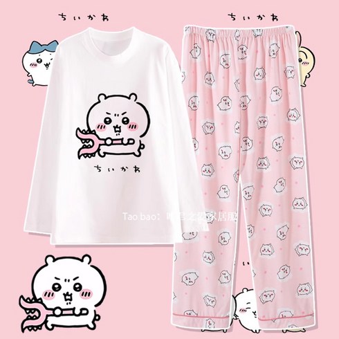 먼작귀 치이카와 하치와레 털찐 파자마 잠옷 여성 긴팔 반팔 홈웨어