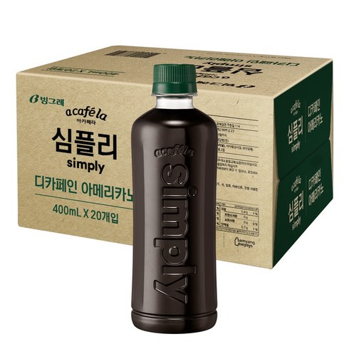 심플리디카페인 - 아카페라 심플리 디카페인 아메리카노 커피, 200ml, 20개