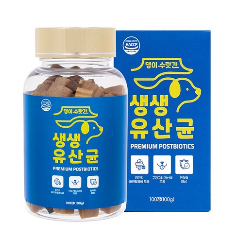 강아지 유산균 프로바이오틱스 면역력 영양제 구토 설사 변비 장건강 댕이수랏간 생생유산균 100g, 1개, 장건강/유산균