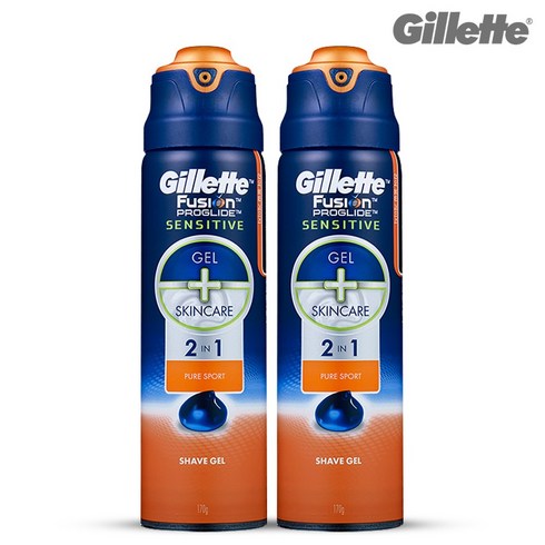 질레트 센서티브 2 in 1 퓨어스포츠 듀오팩 쉐이빙 젤, 2개, 170g