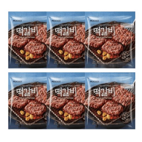 피코크 떡갈비 450g x 6팩 직화구이, 450gx6팩 (쿠폰 25870원)