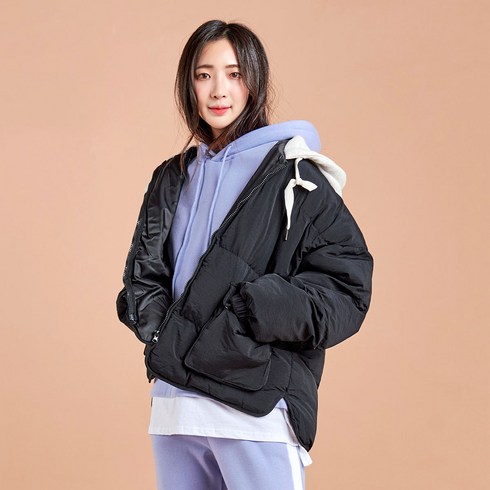 스테이미 프렌치핏배색패딩점퍼