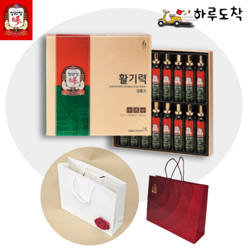 정관장 홍삼정 활기력 스틱 수제 꽃 코사지 정품백 쇼핑백 2종 선물세트, 16개, 320ml