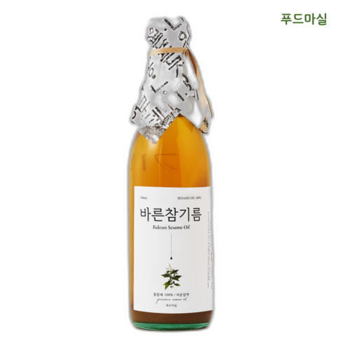 국내산참기름 - 푸드마실 통참깨 100% 저온압착 바른 참기름, 350ml, 1개