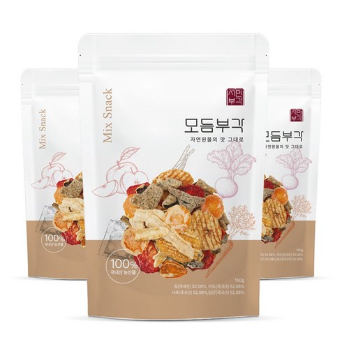 [서민프레시]국산 수제 모듬부각(150g)x3봉, 3개, 150g