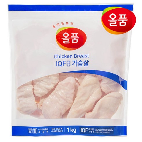 닭가슴살10kg - 올품 IQF 통 닭가슴살 1kg x 10봉, 10개