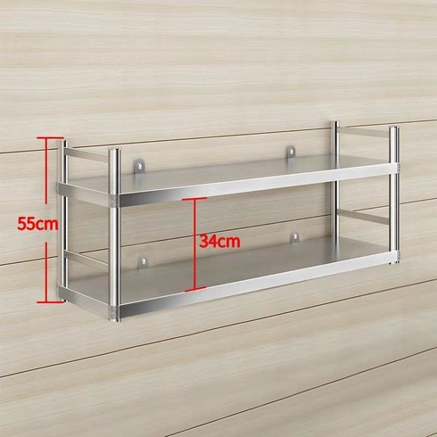 주방스텐선반 업소용 싱크대 주방 벽선반 인테리어 벽걸이 선반 전자 렌지 수납 스테인리스, 울타리 너비 30 길이 60 높이 55 두 층의