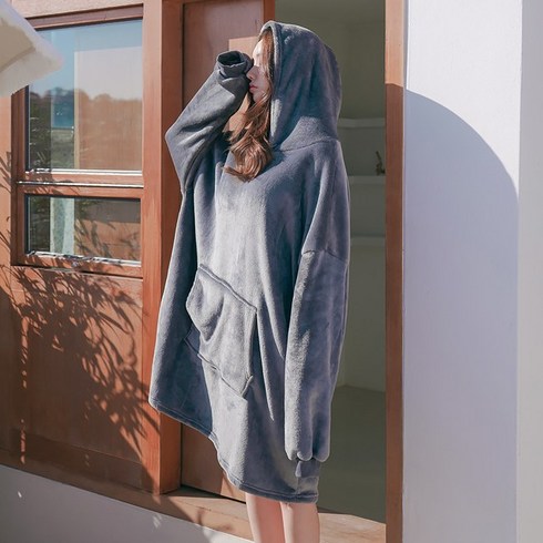 2023년 가성비 최고 입는담요 - 말랑마쥬 집돌이 집순이 남녀공용 융기모 후드담요 잠옷