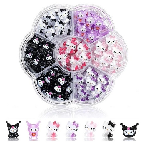 서아네 산리오 네일 카와이 헬로 키티 쿠로미 시나모롤 만화네일 귀여운 네일파츠세트 상자당70개, 1개, 70Pcs-1