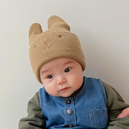 아기 비니 모자 신생아 유아 니트 토끼 뿔