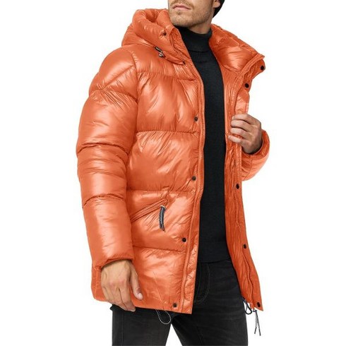 마크롬 남성 겨울 복퍼 자켓 풀 짚 파카 샤이니 후드 누빔 패딩 보온 방수 다운 코트 237007 Makkrom