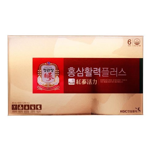 한국인삼공사 정관장 홍삼활력 플러스 40ml x 30개입 1박스, 1개, 1200ml