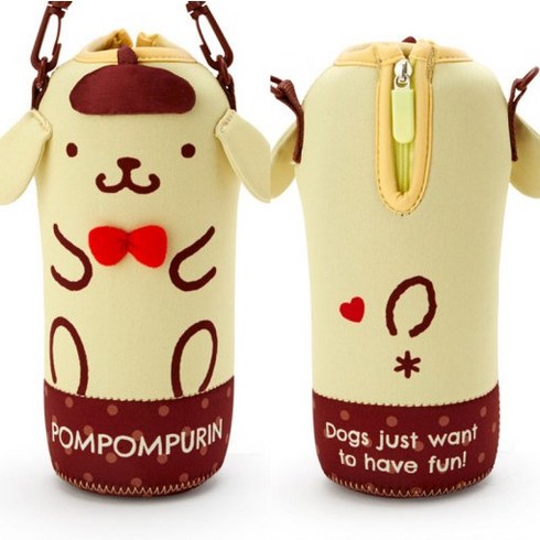 산리오 캐릭터 시나모롤 물병파우치 보틀가방 텀블러백 물병주머니, 7 cmx 7cm x 18cm, 옐로우폼폼푸린은, 1개