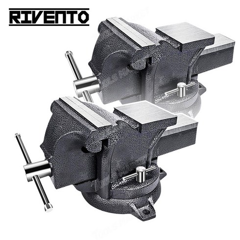 리벤토 탁상바이스 4인치 회전 각형 벤치 강력형 작업 테이블 철공 목공, 1개