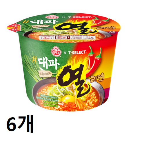 오뚜기 대파열라면 큰컵 105g x 6개