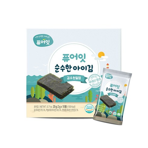 퓨어잇 순수한 아이김, 김&천일염, 20g, 2개