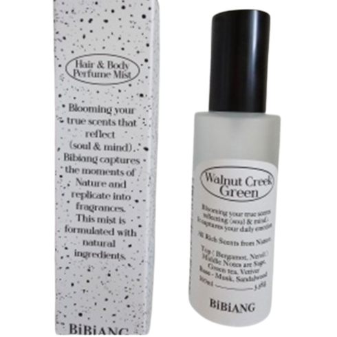 bibiang향수 - 비비앙 월넛 크릭 그린 헤어 바디 퍼퓸 미스트 100ml 향 촉촉함(수분공급) 머스크향 그린향 아로마향, 1개