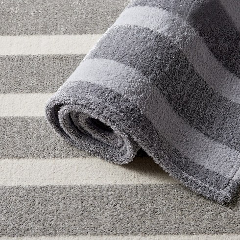 부드러운 모노 스트라이프 투톤 샤기 러그 카페트