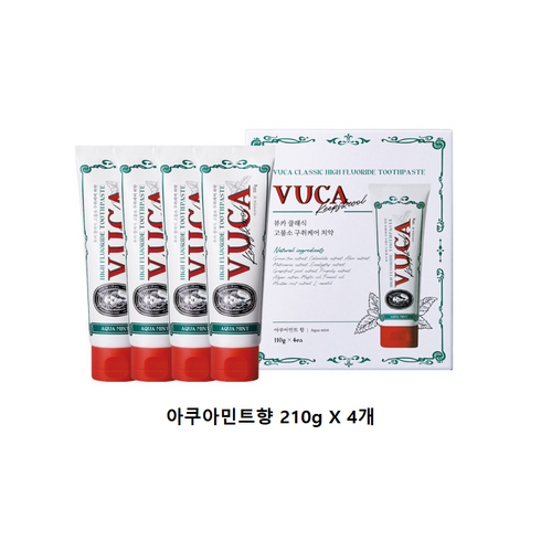 고불소치약 - 뷰카 클래식 고불소 구취케어 치약, 210g, 4개