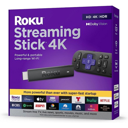 로쿠 스트리밍 스틱 4K 휴대용 Roku 스트리밍 장치 라이브 TV, 막대