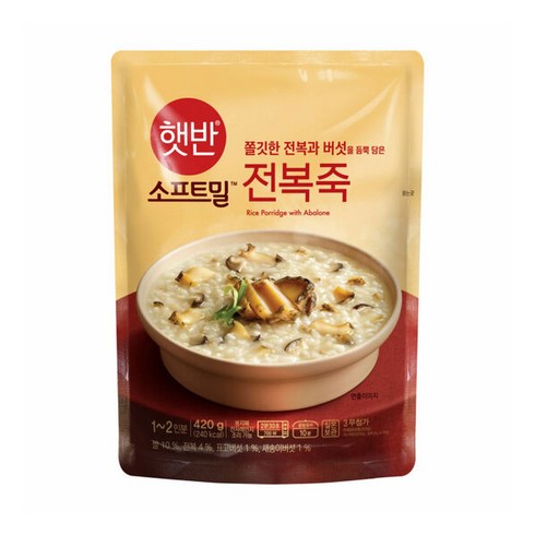 CJ 햇반 소프트밀 전복죽 420g x 12개 비비고 파우치죽