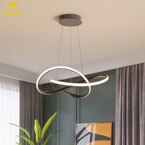 클로버 디자인 LED 샹들리에는 거실 침실 식당 홈 조명 샹들리에 무단 조광 및 원격 제어 에너지 절약 램프 장식 조명에 사용됩니다., 70CM, 갈색