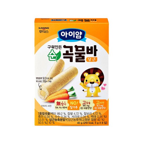 일동후디스 아이얌 구워만든 순곡물바, 당근맛, 40g, 6개