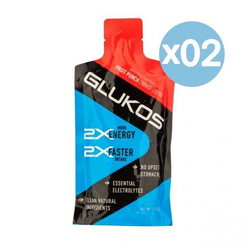 Glukos Energy - Glukos 글루코스 에너지 젤 프루트 펀치 리퀴드 59ml 2팩 Energy Gel | Fruit Punch Running Performance Sports Nutrition, 1개