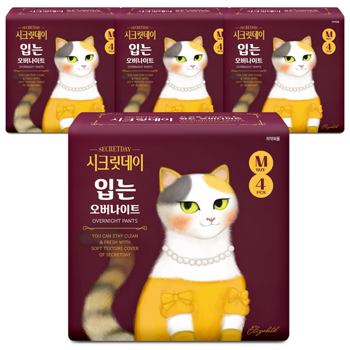 시크릿데이 입는 오버나이트 팬티형, 중형, 4개입, 4개