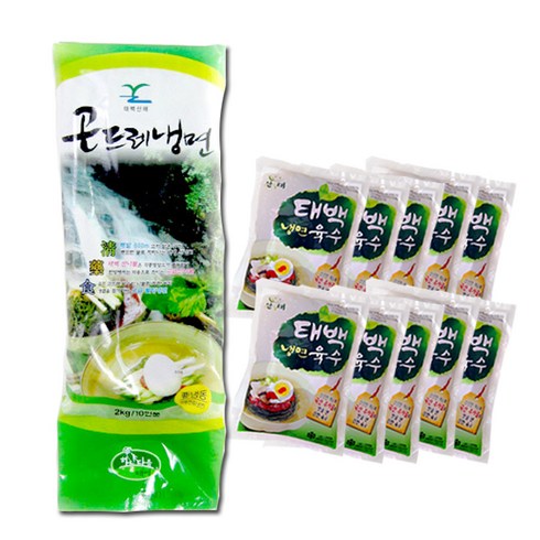정선곤드레 10팩양념장10개(60g - 태백냉면영농조합 곤드레냉면/태백육수 10인분 냉면, 5.5kg, 면1개입+육수10개입, 2개