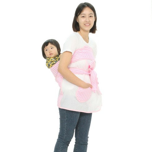 아기포대기 사계절 신생아 면 포대기 빅사이즈, 일자형아사면6부-체크핑크
