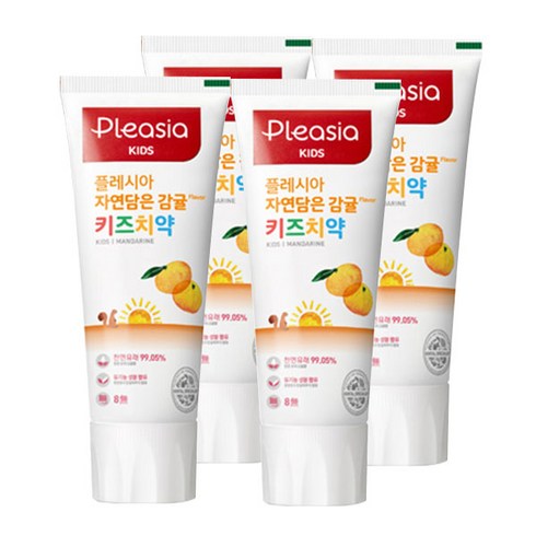 메디안 플레시아 자연담은 안심퓨어 키즈치약 감귤향, 80g, 4개