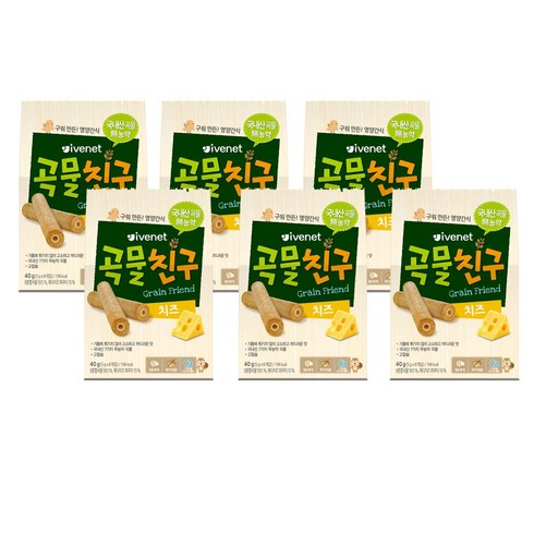 아이배냇 곡물친구, 치즈, 40g, 6개