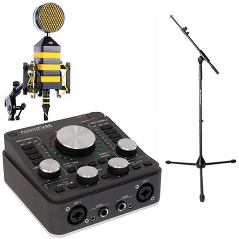2023년 가성비 최고 audiofuse - 아투리아 Audiofuse KingBee 오디오인터페이스 패키지, 3.Audiofuse+KingBee+양캐논케이블1m+Mic-stand(long)