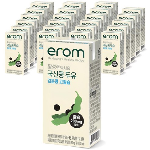 이롬 황성주 국산콩 검은콩 고칼슘 두유, 190ml, 24개