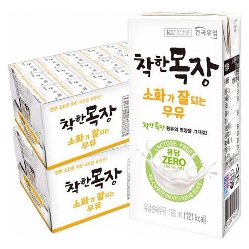 [건국유업] 착한목장소화가잘되는멸균우유 48입, 190ml, 48개