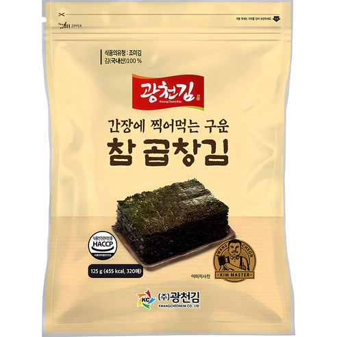 광천김 간장에 찍어먹는 구운 참 곱창김 320p, 125g, 1개