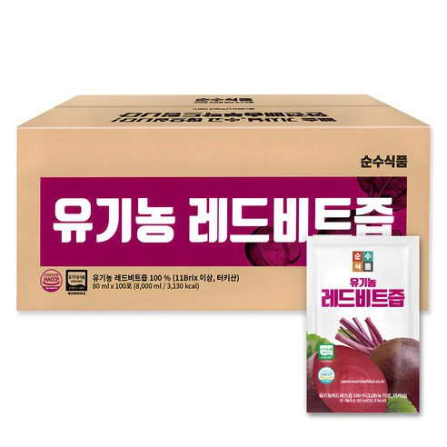 순수식품 유기농 레드 비트즙, 80ml, 100개