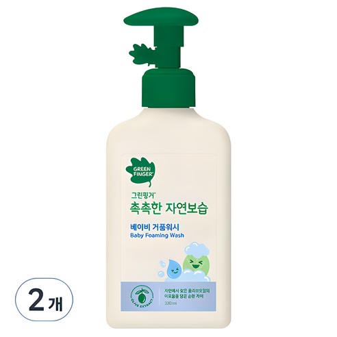 그린핑거 촉촉한 자연보습 베이비 거품 워시, 320ml, 2개