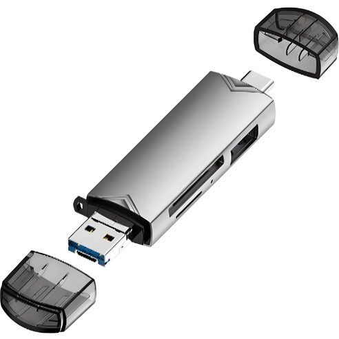 스타리움 OTG C타입 USB 3.0 멀티 카드 리더기, 88mm, 그레이, 1개