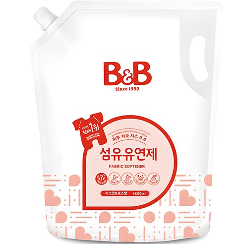 비앤비 섬유유연제 자스민향 리필형, 1.8L, 1개