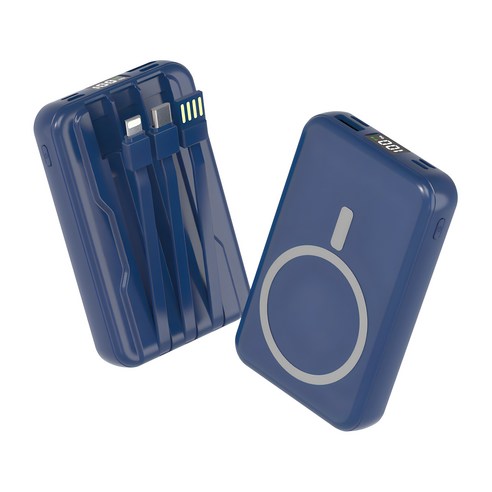 THOUSTA 대용량 무선충전 일체형 맥세이프보조배터리 20000mAh, 블루, 1개