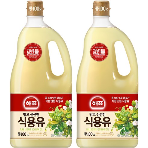 해표 식용유, 1.8L, 2개