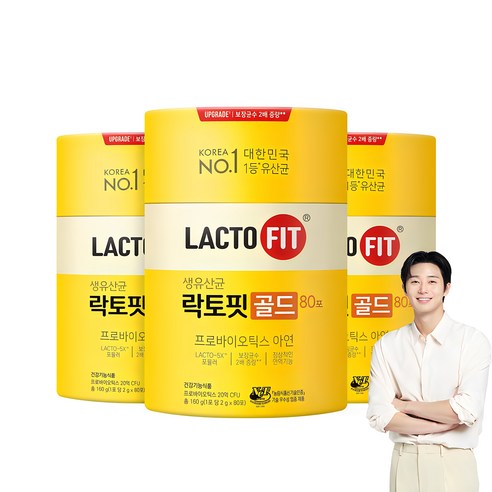 락토핏 골드 80포 유산균, 160g, 3개