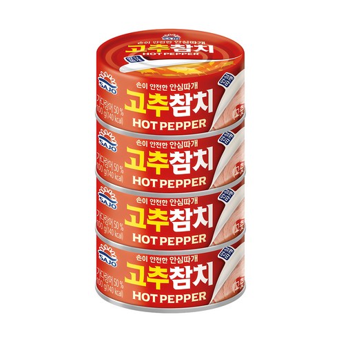 사조 고추참치 안심따개, 100g, 4개